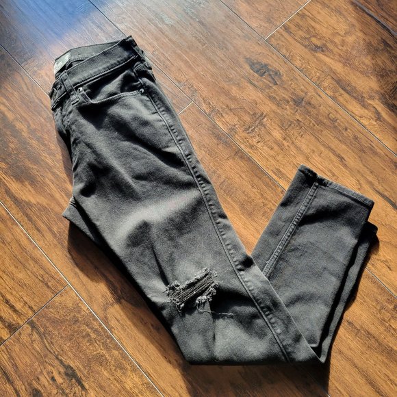 Hollister Co Mens Black Advanced Stretcd Distresses Shinny Jeans Size 28/30 - Picture 5 of 6